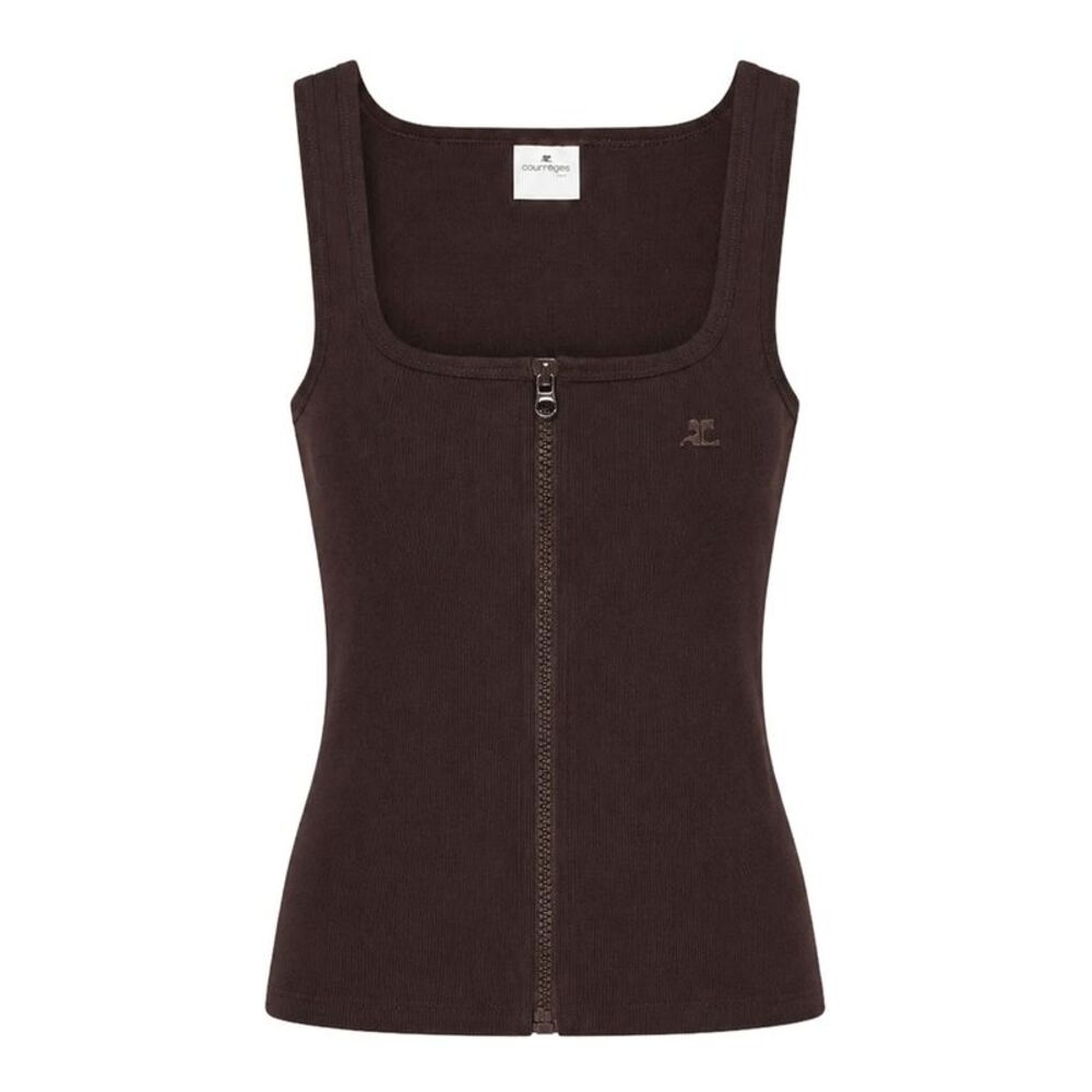 Courreges Women 90S-Style Ribbed Tank Top With Zip